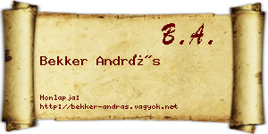 Bekker András névjegykártya